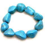 Qingmos 15-20mm Natural Turquoise Bracelet for Women