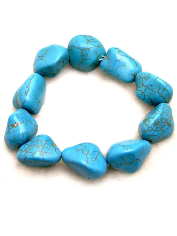 Qingmos 15-20mm Natural Turquoise Bracelet for Women