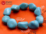 Qingmos 15-20mm Natural Turquoise Bracelet for Women