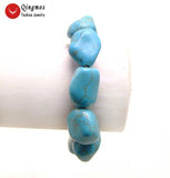 Qingmos 15-20mm Natural Turquoise Bracelet for Women