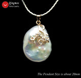 Qingmos 20mm Natural Pearl Pendant Necklace for Women 17'' Jewelry Box