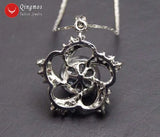 Qingmos 10-11mm Pink Pearl Pendant Necklace