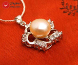 Qingmos 10-11mm Pink Pearl Pendant Necklace