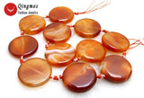 Qingmos 28mm Coin Green Striped Agates Loose Beads 15''