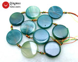 Qingmos 28mm Coin Green Striped Agates Loose Beads 15''