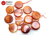 Qingmos 28mm Coin Green Striped Agates Loose Beads 15''