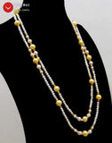 Qingmos 4-5mm Natural Pearl Necklace with 10mm Yellow Pearl Pendant