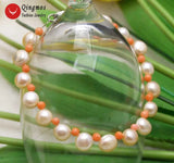 Natural Freshwater Pink Pearl and Red Coral Bracelet Set