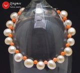Natural Freshwater Pink Pearl and Red Coral Bracelet Set