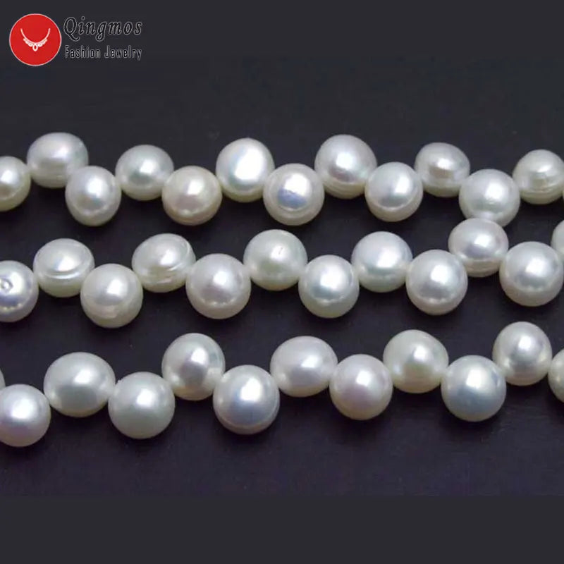 Qingmos 7-8mm Pink Freshwater Pearl Loose Beads 14''