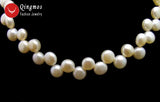 Qingmos 7-8mm Pink Freshwater Pearl Loose Beads 14''