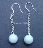 Qingmos 8mm Amazonite Silver Dangle Earrings