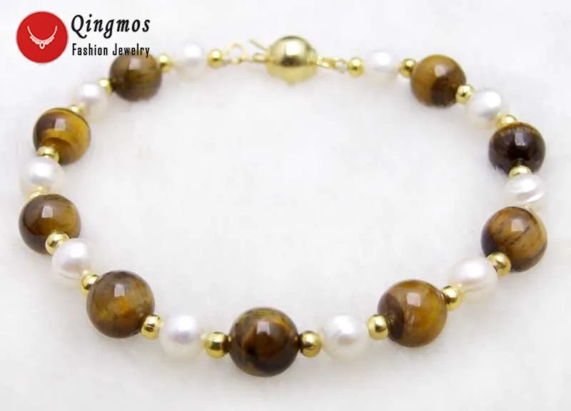 Green Jade and Pearl Bracelet for Women 7.5''