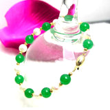 Green Jade and Pearl Bracelet for Women 7.5''