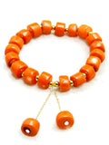 Qingmos 10-11mm Orange Coral Bracelet with Pendant 7.5''