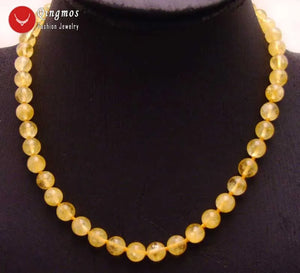 Qingmos 12mm Round Yellow Crystal Necklace 17'' Chokers Stone Jewelry