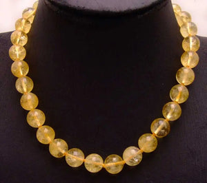 Qingmos 12mm Round Yellow Crystal Necklace 17'' Chokers Stone Jewelry