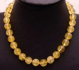 Qingmos 12mm Round Yellow Crystal Necklace 17'' Chokers Stone Jewelry