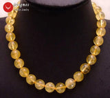 Qingmos 12mm Round Yellow Crystal Necklace 17'' Chokers Stone Jewelry