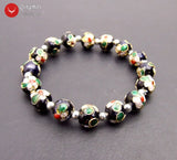 Qingmos Cloisonne Beads Bracelet Women 7.5''