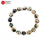 Qingmos Cloisonne Beads Bracelet Women 7.5''