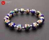 Qingmos Cloisonne Beads Bracelet for Women 7.5''