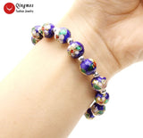 Qingmos Cloisonne Beads Bracelet for Women 7.5''