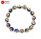 Qingmos Cloisonne Beads Bracelet for Women 7.5''
