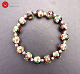 Qingmos Purple Cloisonne Beads Bracelet 7.5''