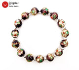Qingmos Purple Cloisonne Beads Bracelet 7.5''