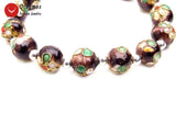Qingmos Purple Cloisonne Beads Bracelet 7.5''