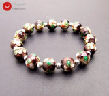 Qingmos Purple Cloisonne Beads Bracelet 7.5''