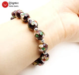 Qingmos Purple Cloisonne Beads Bracelet 7.5''