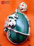 Qingmos Crawl Frog Pendant 25*20mm Green Jade Stone Fine Jewelry
