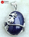 Qingmos Crawl Frog Pendant 25*20mm Green Jade Stone Fine Jewelry