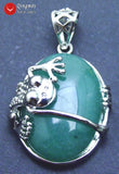 Qingmos Crawl Frog Pendant 25*20mm Green Jade Stone Fine Jewelry