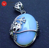 Qingmos Crawl Frog Pendant 25*20mm Green Jade Stone Fine Jewelry