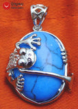 Qingmos Crawl Frog Pendant 25*20mm Green Jade Stone Fine Jewelry