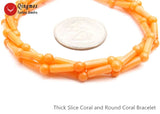 Qingmos Orange Coral Bracelet 3 Strands 7.5"