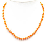 Qingmos Natural Orange Coral Necklace 5-6mm Round Coral Chokers 17''