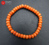 Qingmos Orange Coral Bracelet 7.5'' Fine Jewelry