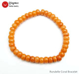 Qingmos Orange Coral Bracelet 7.5'' Fine Jewelry