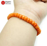 Qingmos Orange Coral Bracelet 7.5'' Fine Jewelry