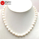 Qingmos Pink Pearl Necklace 7-9mm BAROQUE Freshwater Pearl Chokers
