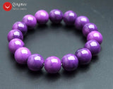 Qingmos Sugilite Bracelet 12mm Round Purple Stone Fine Jewelry 7.5''