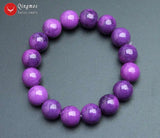 Qingmos Sugilite Bracelet 12mm Round Purple Stone Fine Jewelry 7.5''