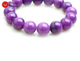 Qingmos Sugilite Bracelet 12mm Round Purple Stone Fine Jewelry 7.5''