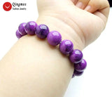 Qingmos Sugilite Bracelet 12mm Round Purple Stone Fine Jewelry 7.5''