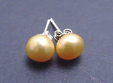 Freshwater Orange Pearl Earrings for Women with Sterling Silver Studs