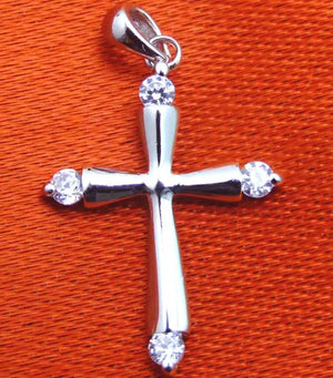 Sterling Silver Cross Pendant with Cubic Zirconia